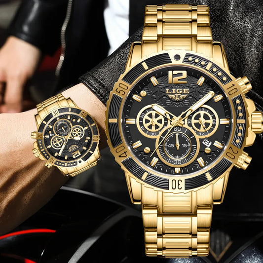 Men's Top Brand Luxury All Steel Waterproof Quartz Wristwatch